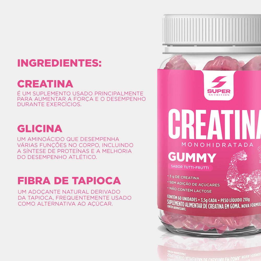 Super Gummy Creatina Sabor Tutti-Frutti (60 gomas)
