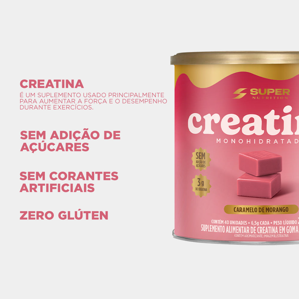 Caramelo de Creatina Sabor Morango (40 unidades)