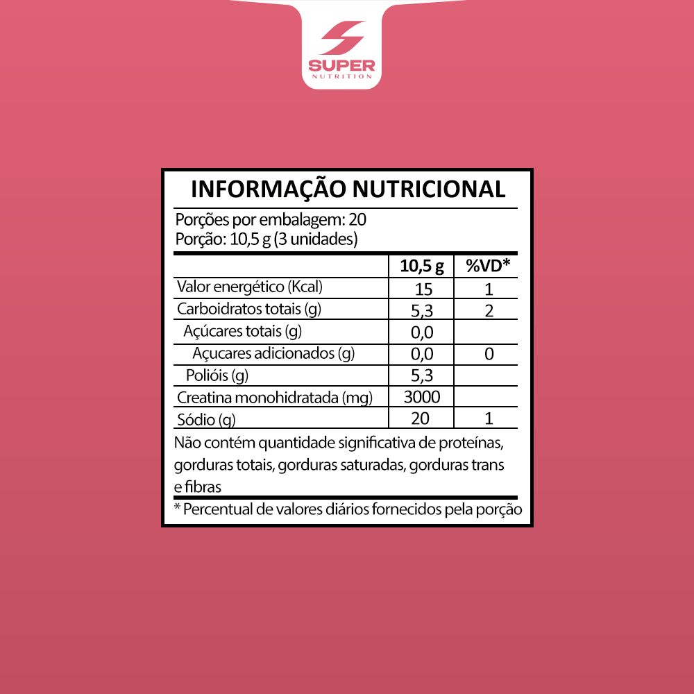 Super Gummy Creatina Sabor Morango (60 gomas)