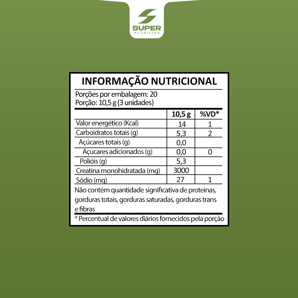 Super Gummy Creatina Sabor Uva Verde (60 gomas)