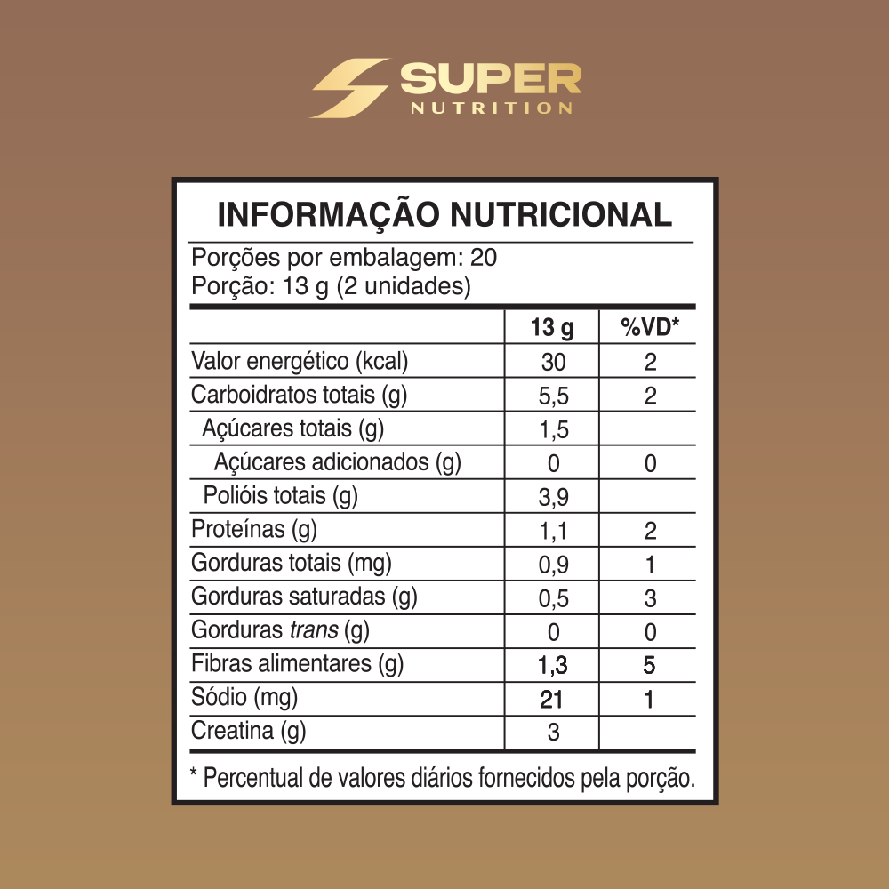 Caramelo de Creatina sabor Brigadeiro (40 unidades)