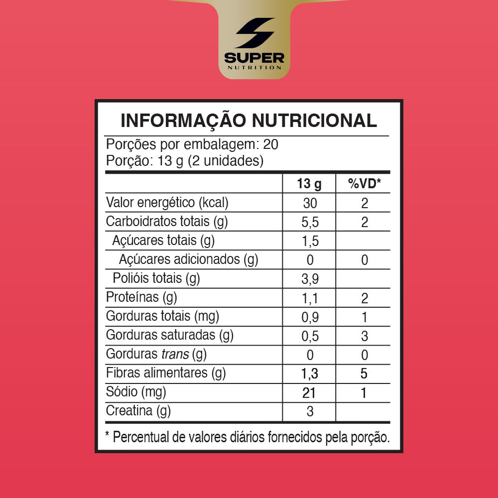 Caramelo de Creatina Sabor Morango (40 unidades)