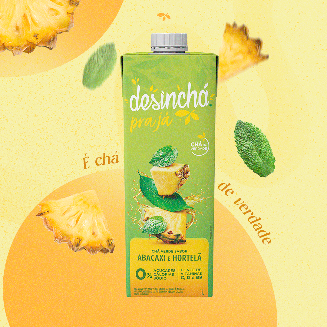 Chá Gelado Sabor Abacaxi com Hortelã Desinchá Pra Já