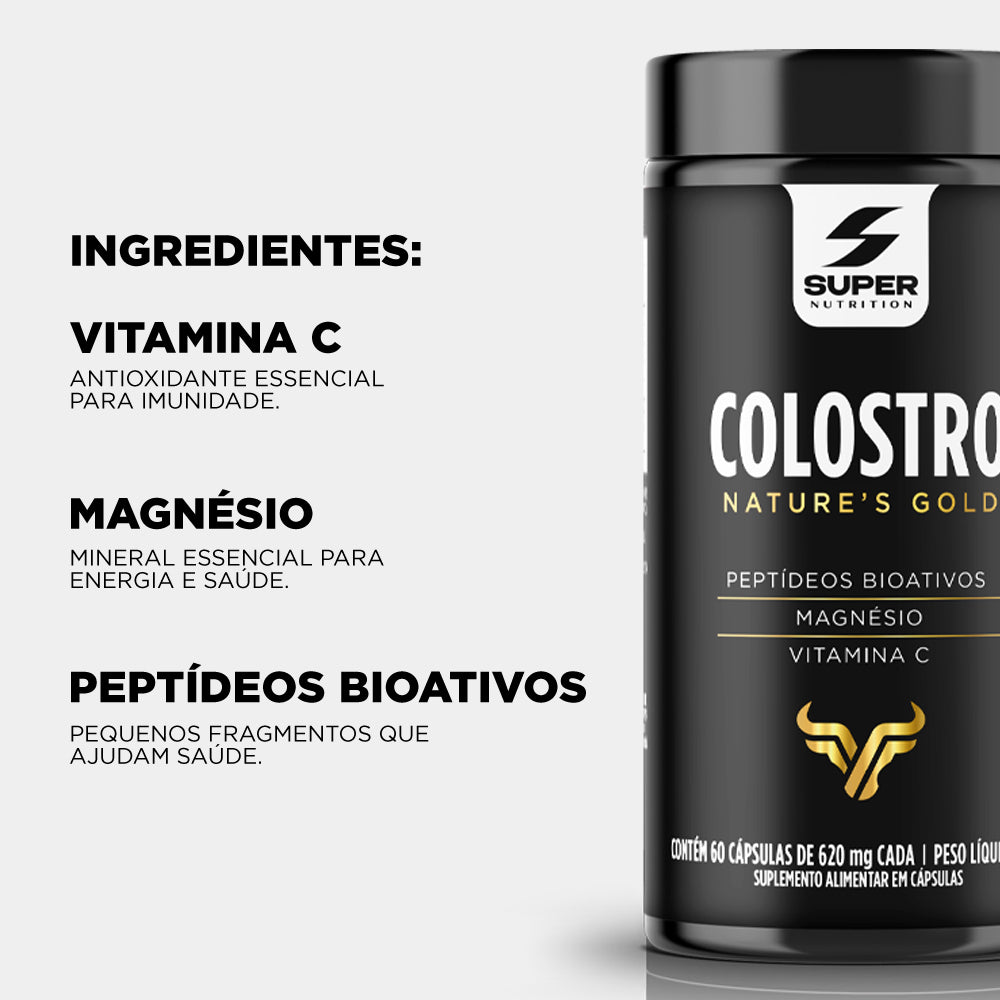 Compre 2 Leve 3 Super Colostro - Peptídeos Bioativos, Magnésio e Vitamina C (60 cápsulas)