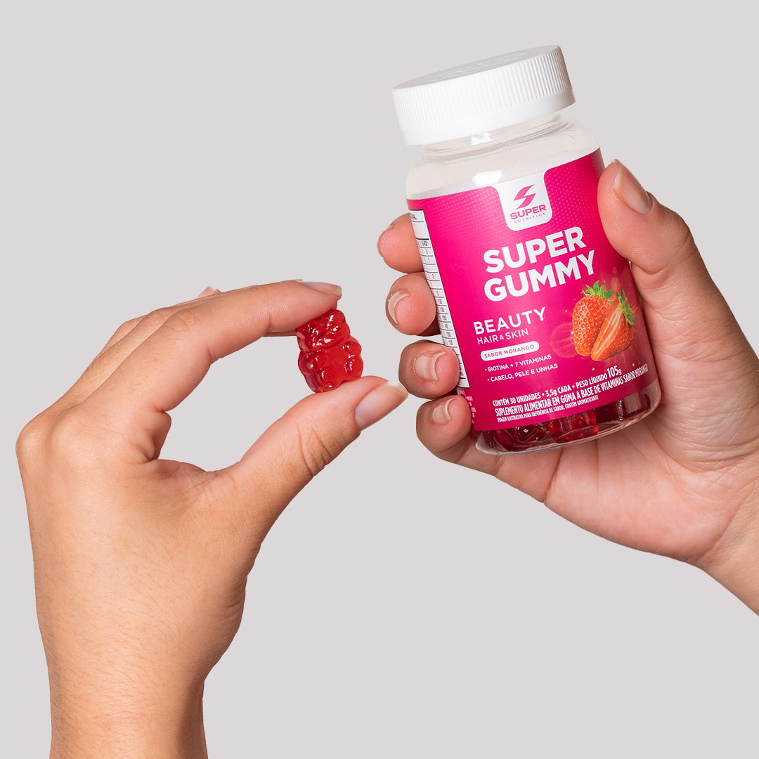 Compre 2 Leve 3 Super Gummy Beauty Hair Skin Morango (30 gomas)