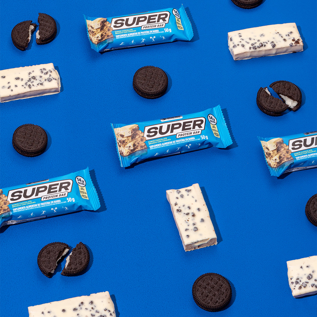 Super Protein Bar Sabor Chocolate Branco com Cookies (12 unidades)