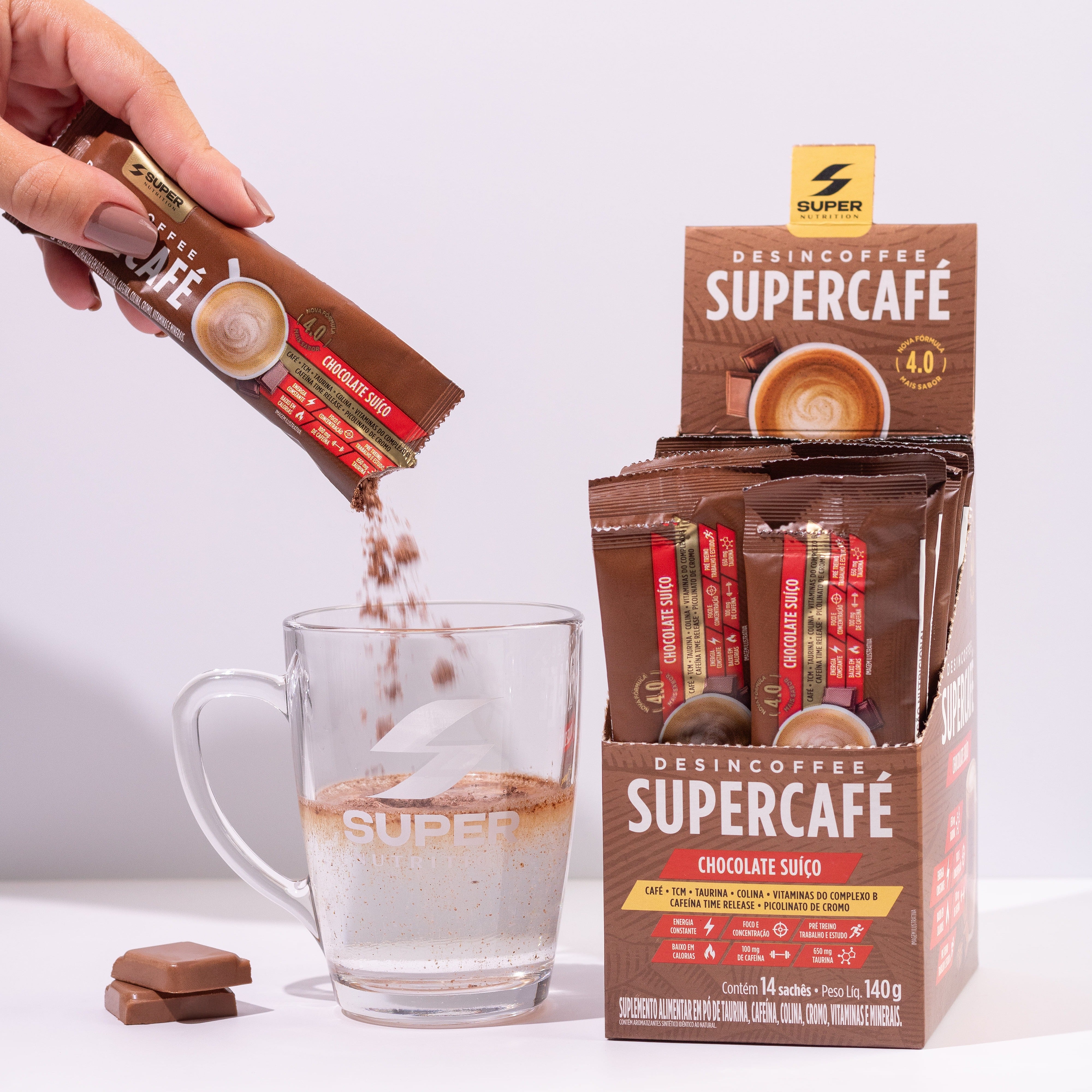 Stick Desincoffee Supercafé Chocolate Suíço (14 unidades)