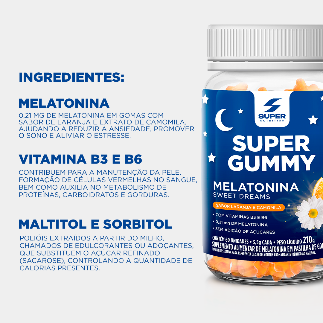 Compre 02 Super Gummy Melatonina e Leve Desinchá Noite de brinde