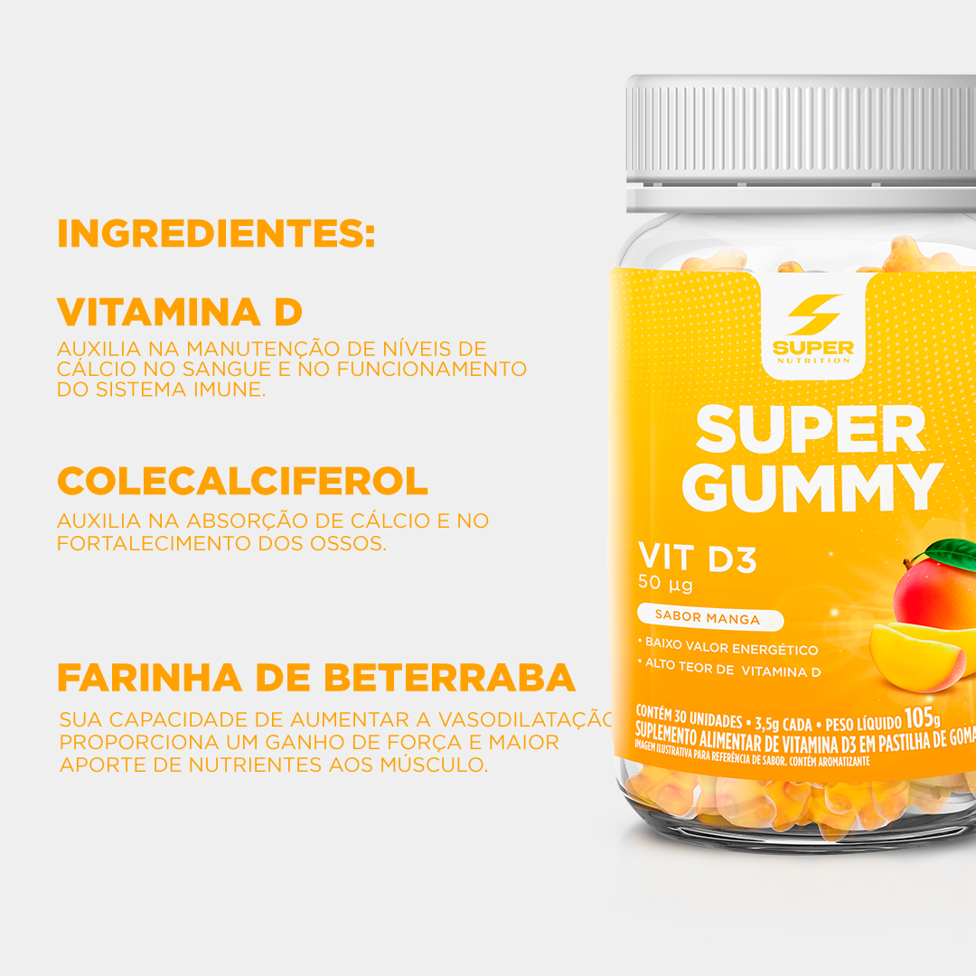 Compre 2 Leve 3 Super Gummy Vitamina D3 Manga (30 gomas)