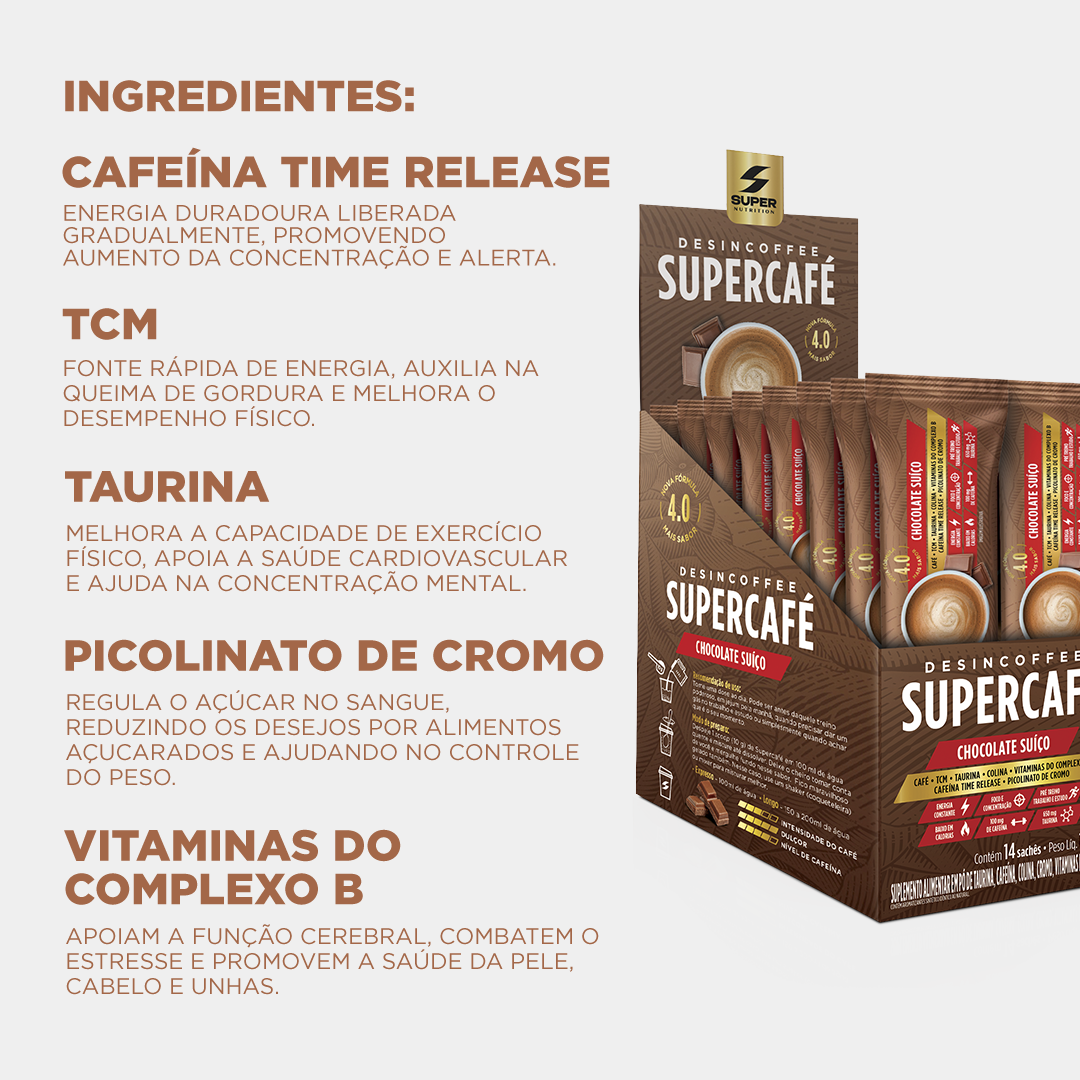 Stick Desincoffee Supercafé Chocolate Suíço (14 unidades)