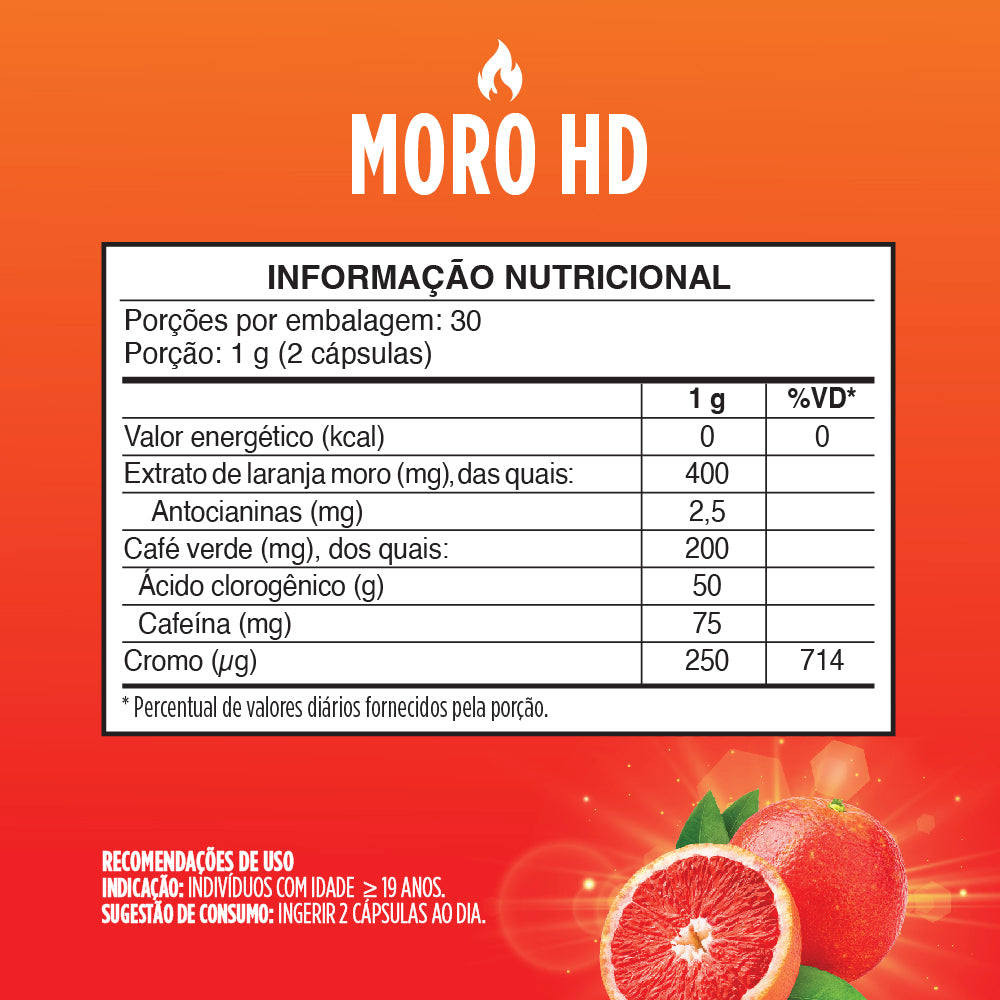 Compre 2 Leve 3 Moro HD Laranja Moro, Café verde e Cromo (60 cápsulas)